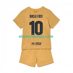 Camisola FC Barcelona Ansu Fat 10 Criança Equipamento Segundo 2022-2023 Manga Curta